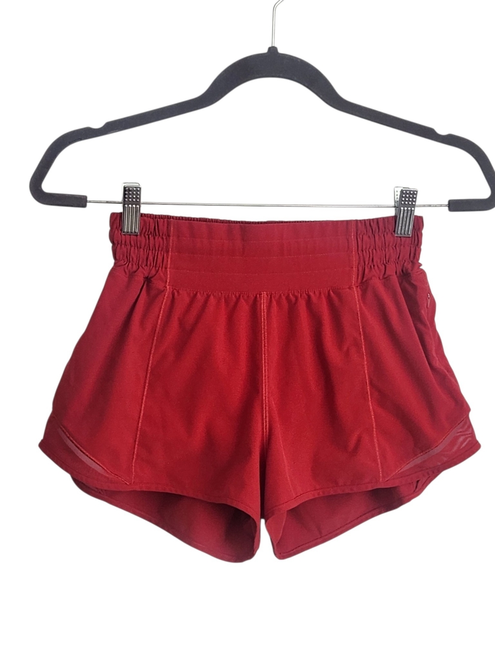 Lululemon Red Running Shorts with Mesh Hem Size 4